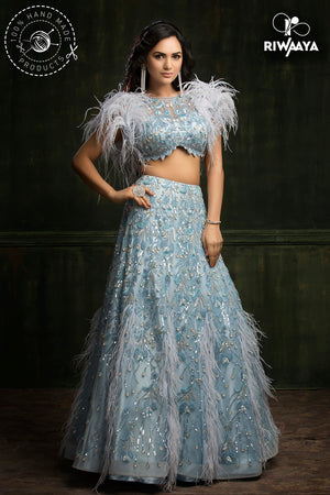 desginer blue lehnga choli