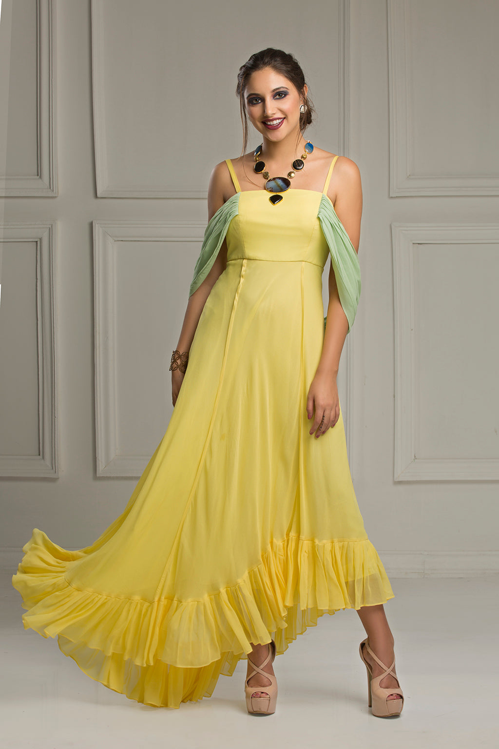 Flirtatious Fabulous Fun - Yellow fusion dress