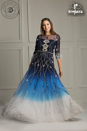 Designer Gown with feather