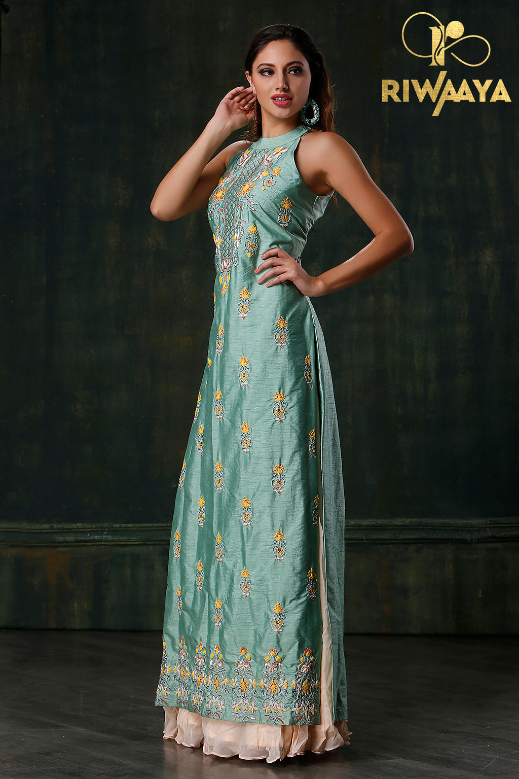 Poppy Petals - Green kurta and skirt