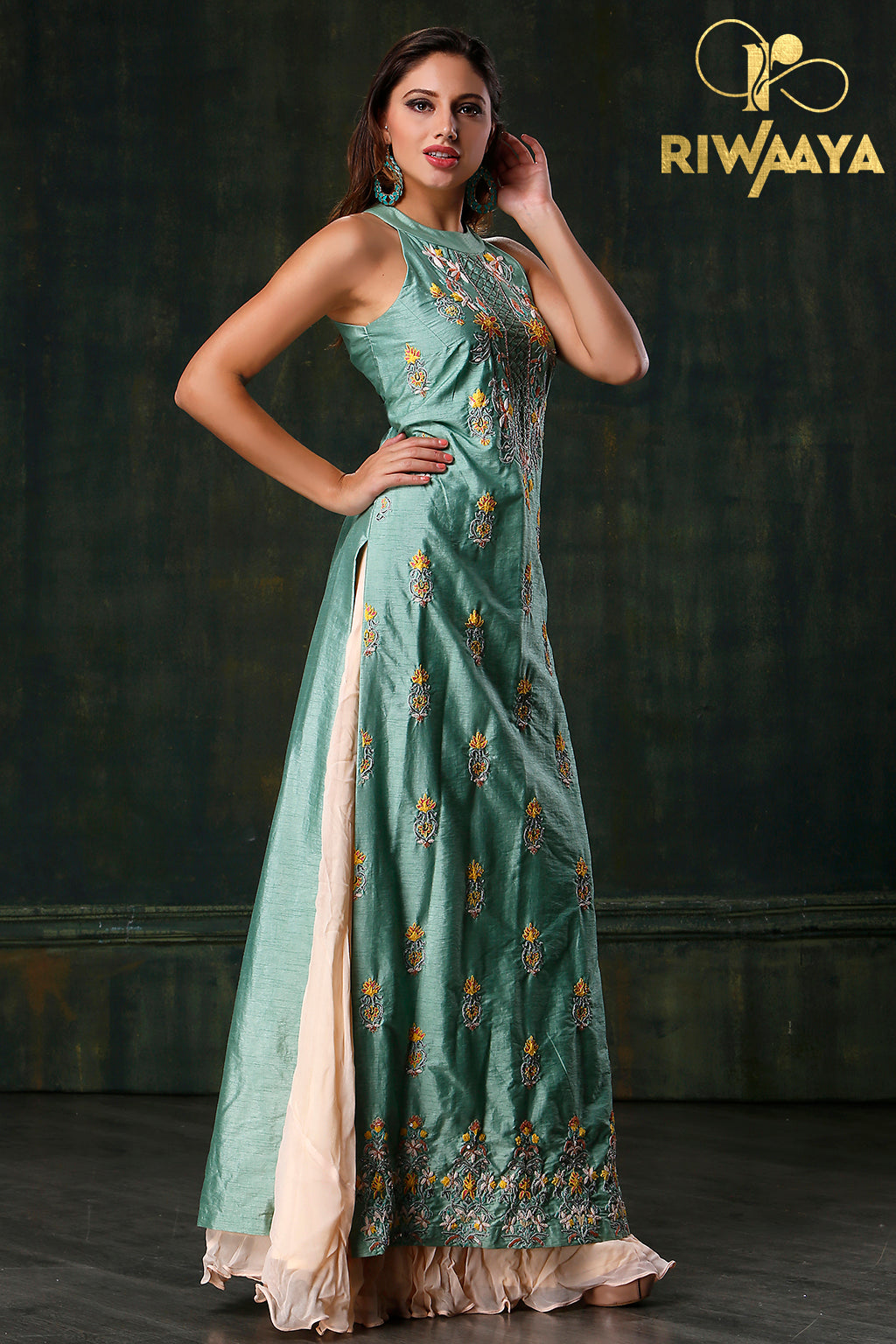 Poppy Petals - Green kurta and skirt