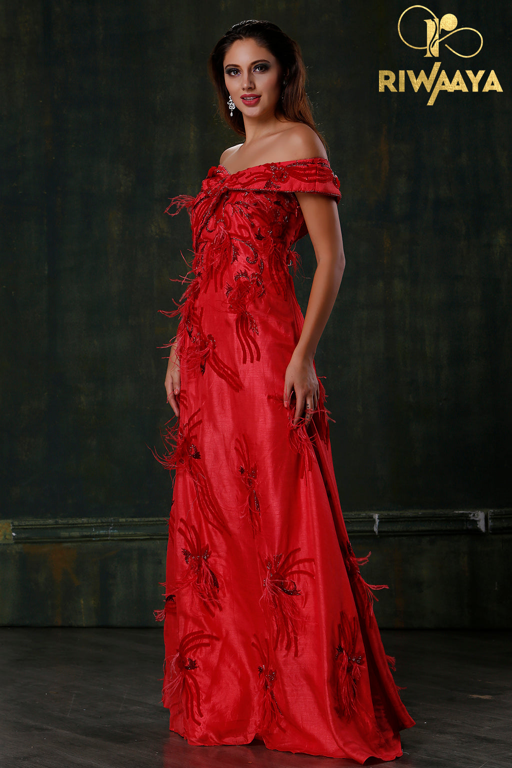 Red Silk Gown from Riwaaya