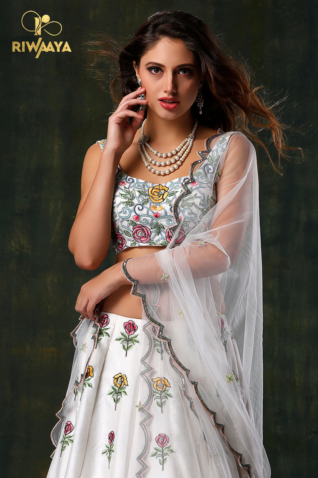 Baad e Naubahar - White Lehnga Choli