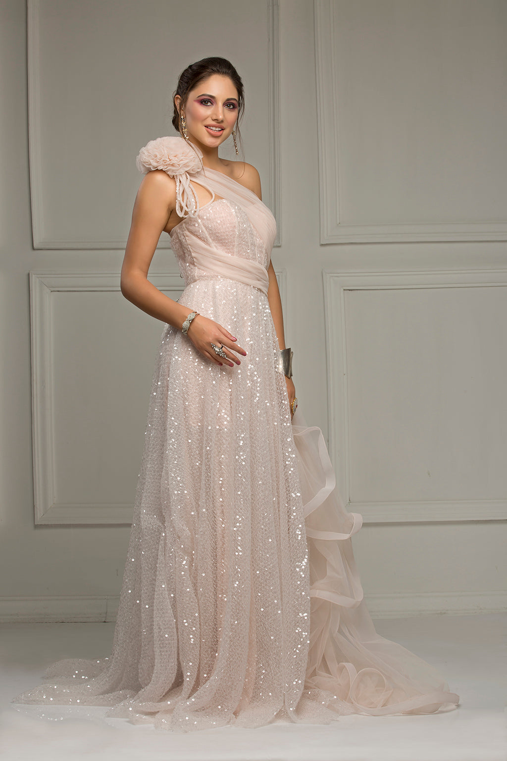 Cocktail gown off-shoulder