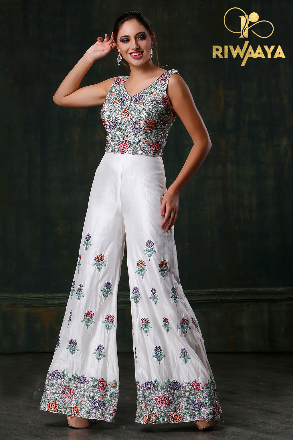 Flower Power - White handwork Jumpsuit