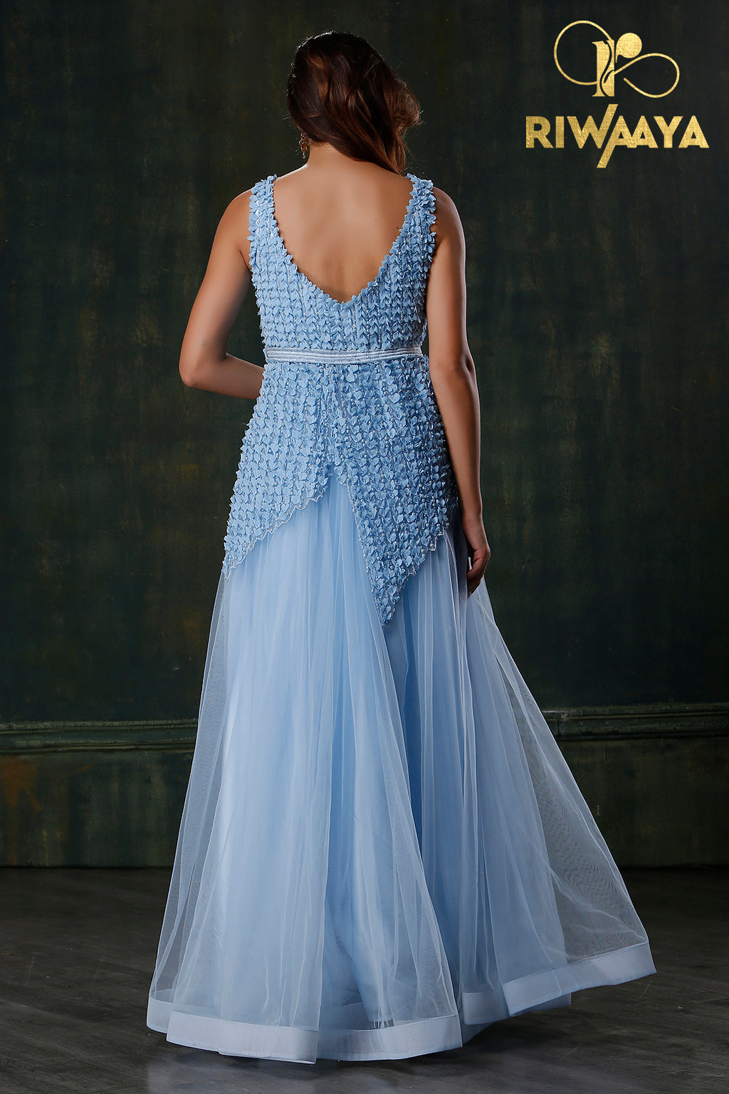 Designer Blue Evening Gown