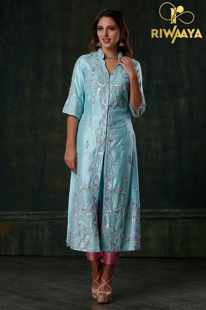 Pop Of Pastels - Pastel Kurta with pink pants